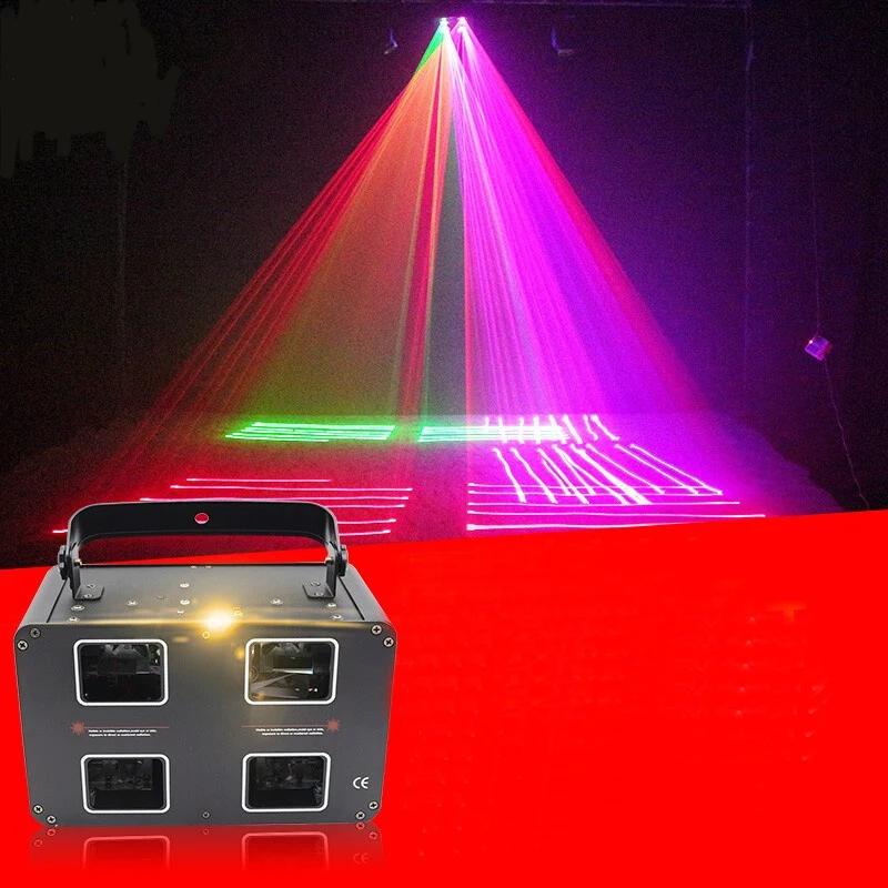 Factory Price RGB Double Layer Four Lens Full Color Rotating Laser Light for disco&KTV&bar